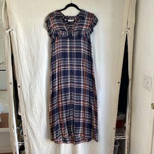 Flannel button down midi dress